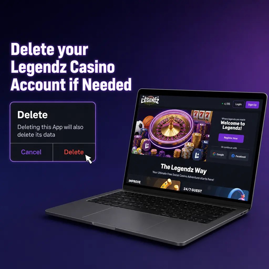Delete your Legendz Casino Account Dialog