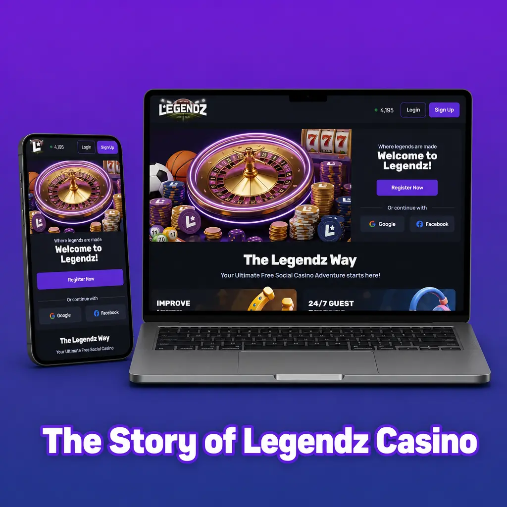 The Story of Legendz Casino smartphone and desktop screen details