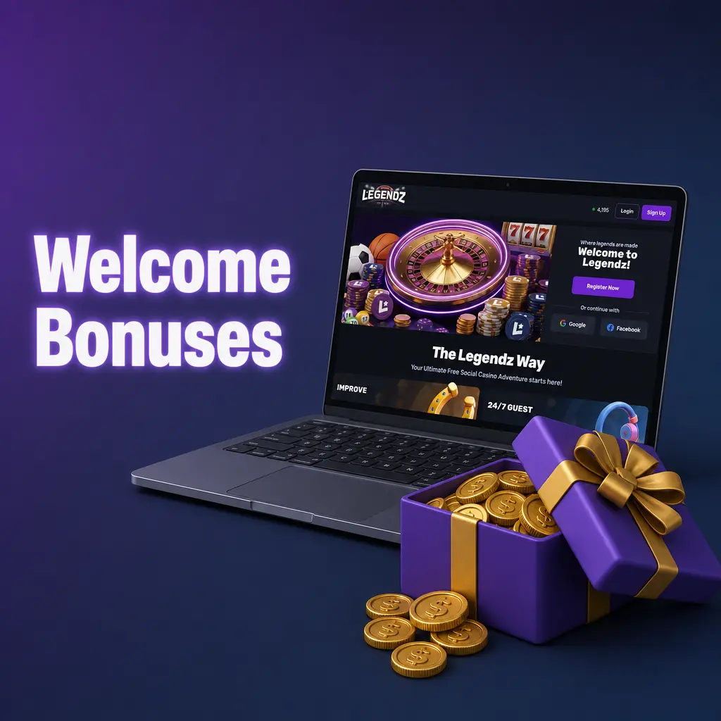 Welcome Bonuses open gift box with gold coins