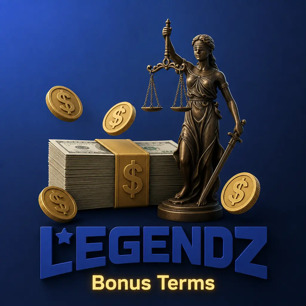 Bonus Terms scales of justice and floating gold coins